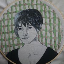 My project in Creation of Embroidered Portraits course. Drawing, and Embroider project by Eman Natsheh - 03.16.2021