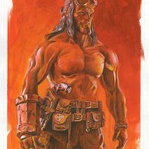 HELLBOY Y HULK. Een project van Traditionele illustratie, Ontwerp van personages, Schilderij, Stripboek,  Acr y lschilderij van alacreu53 - 22.03.2021