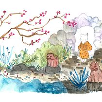 Mi Proyecto del curso: Ilustración en acuarela con influencia japonesa. Drawing, Traditional illustration, and Watercolor Painting project by monica_fulco - 03.19.2021