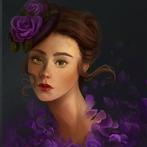 Lady Purple [Digital Fantasy Portraits with Photoshop course]. Traditional illustration project by cyrielle_bouiges - 03.20.2021
