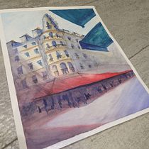 Meu projeto do curso: Desenho arquitetônico com aquarela e tinta. Ilustração arquitetônica, e Pintura em aquarela projeto de margot_6 - 23.03.2021