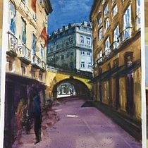 My project in Architectural Illustration with Watercolor course... lots of good suggestions and excellent links for deepening the topics. Not so easy to follow, but the explanations were very clear. . Un projet de Illustration architecturale de Claudia Martin - 24.03.2021