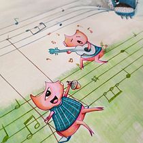  Introducción a la ilustración infantil : "Los tres cerditos y el lobo". @txiplitxaplailustracion . Traditional illustration, Fine Arts, Painting, Pencil Drawing, Drawing, Children's Illustration, Narrative, and Watercolor Painting project by Verónica García Revuelta - 03.15.2022