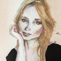 Retrato. Mujer joven.. Watercolor Painting project by Nikos Chalavazis - 04.12.2021