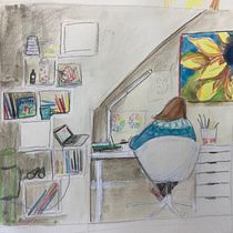 In my studio. Ilustração infantil projeto de grubula - 29.03.2021