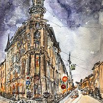 Five corners Petersburg - My project in Architectural Sketching with Watercolor and Ink course. Ilustração arquitetônica projeto de Светлана Хэйро - 31.03.2021