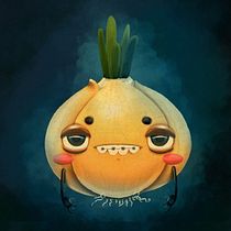 Depressive onion. 3D Character Design, and Digital Illustration project by Daria Gilgur - 04.01.2021