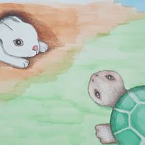Meu projeto do curso: Introdução à ilustração infantil - "O coelho e o jabuti"(A tartaruga e a lebre). Drawing, Traditional illustration, Children's Illustration, and Watercolor Painting project by Susana Garcia - 04.20.2021