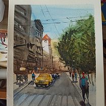 mi tercer intento de paisaje urbano.. Un progetto di Pittura ad acquerello di cstorrese - 01.04.2021