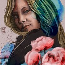Francesca e le peonie. Desenho digital projeto de Chiara Morelli - 02.04.2021