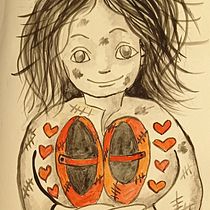 Ilustración del cuento "Las zapatillas rojas". Traditional illustration project by Marita Nadal Lizabe - 04.07.2021