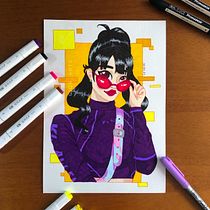 Meu projeto final do curso: Técnicas para colorir desenho mangá com marcadores. Comic, Drawing, and Manga project by Gio Blankenburg - 04.02.2021
