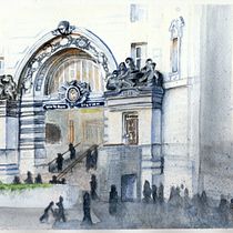 My project in Architectural Sketching with Watercolor and Ink course. Watercolor Painting, Sketching, Drawing, Architectural Illustration, Sketchbook & Ink Illustration project by Manon Fortin - 03.27.2021