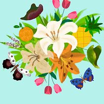 Flores e Frutas. Digital Illustration project by Kássia Meireles - 04.06.2021