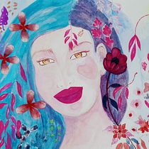 Retrato ilustrado com elementos botânicos. Un progetto di Illustrazione tradizionale, Illustrazione botanica, Illustrazione digitale e Disegno digitale di MarArtesOficial - 08.04.2022