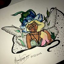 Meu projeto do curso: Retrato ilustrado com elementos botânicos. Un progetto di Disegno artistico e Pittura ad acquerello di Maria Luíza Souza - 07.04.2021