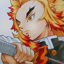 Mi Proyecto del curso: Coloreado con marcadores para dibujo manga. Kyojuro Rengoku. Esboçado, Comic, Desenho, e Mangá projeto de Victor Vazquez - 07.04.2021