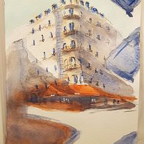 My project in Architectural Sketching with Watercolor and Ink course. Architecture, and Watercolor Painting project by Letizia Montagnani - 04.07.2021