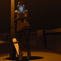 Skater Girl at night. Character Design, Traditional illustration, Comic, Creativit, Drawing, Digital Drawing, and Manga project by Peter Wright - 04.27.2021
