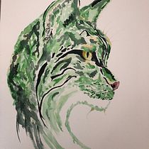 mon premier lynx aquarelle et encre de chine. Watercolor Painting project by stephanieb7557 - 04.18.2021