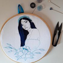 Meu projeto do curso: Criação de retratos bordados. Embroider project by Karem Santos - 04.10.2021