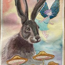 My project in Experimental Watercolor Techniques for Beginners course lièvre d’Ostara. Watercolor Painting project by Sylvie Abel - 04.10.2021