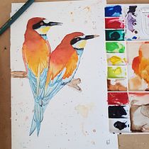 Meu projeto do curso: Técnicas expressivas de aquarela para ilustração de pássaros. Fine Arts project by fernando silva - 04.11.2021