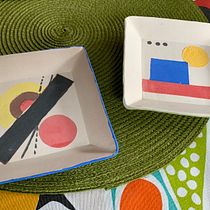 My project - Slab built "Bauhaus" small plates Ein Projekt aus dem Bereich Keramik von roxolana2012 - 11.04.2021