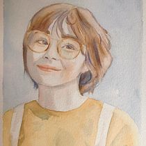 Meu projeto do curso: Retrato artístico em aquarela - modelo asiática sorrindo . Artistic Drawing, Portrait Drawing, and Watercolor Painting project by Samara Costa - 04.12.2021