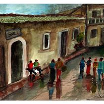 "Andando depois da chuva" Meu projeto do curso: Paisagens urbanas em aquarela. Un projet de Aquarelle de Fausto Rodrigues - 13.04.2021
