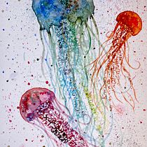 My project in Modern Watercolor Techniques course - jelly fish. Un progetto di Pittura ad acquerello di Eleni Konstantinidou - 13.04.2021