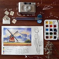 My project in Watercolor Travel Journal course. Watercolor Painting project by BENNI ASMA - 04.19.2021