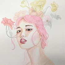 Retrato Fernanda Ly. Traditional illustration, Watercolor Painting, and Portrait Drawing project by Andrea Iglesias - 04.19.2021