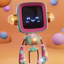 Cute Robot ❤ Ein Projekt aus dem Bereich 3D, 3-D-Animation, Design von 3-D-Figuren, 3-D-Modellierung, Animation von Figuren, Design von Figuren, Videospielentwicklung und Videospiele von Yulia Sokolova - 20.04.2021