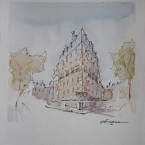 My project in Architectural Sketching with Watercolor and Ink course. Ilustração arquitetônica projeto de Esa Partanen - 21.04.2021