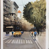 Mi Proyecto del curso: Paisajes urbanos en acuarela. Un progetto di Pittura ad acquerello di Francisca Aldunate - 22.04.2021