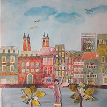 Mi Proyecto del curso: Ilustración de historias con papel Cigüeñas en la Basílica del Pilar en Zaragoza. Traditional illustration, Collage, Paper Craft, Children's Illustration, Creating with Kids, and Narrative project by Ana Valero Martin - 06.15.2021