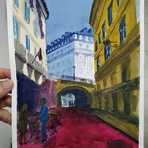 Mi Proyecto del curso, Primera Prueba: Representación arquitectónica en acuarela con @gibanez . Un projet de Aquarelle de Joaquin Rueda Caballero - 27.04.2021