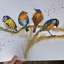 My project in Artistic Watercolor Techniques for Illustrating Birds course.. Traditional illustration, and Watercolor Painting project by Samantha Grimsley - 04.27.2021
