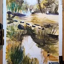 Mon projet du cours : Paysages naturels à l’aquarelle. Traditional illustration, Watercolor Painting, L, and scape Architecture project by andrea_nail - 04.28.2021