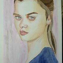 My project in Watercolor Portrait from a Photo course. Painting project by Meema K - 04.25.2021