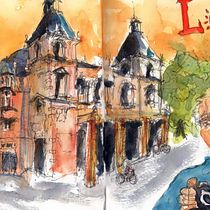 A sketch of the theatre in Leidseplein, Amsterdam. Design de personagens, Comic, e Desenho projeto de t.gomersall - 02.05.2021