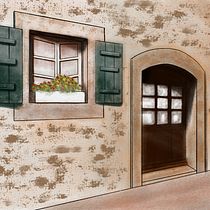 My project in Architectural Sketching with Watercolor and Ink course:Wall with Door & Window. Digital Painting, and Watercolor Painting project by waynetracks - 05.03.2021