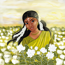 THE BROWN SKINNED GIRL. Un progetto di Illustrazione botanica, Illustrazione digitale, Pittura digitale e Disegno di ritratti di rsamyu31 - 04.05.2021