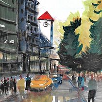 Mi Proyecto del curso: Paisajes urbanos en acuarela. Un progetto di Pittura ad acquerello di Giovanni Florez Sierra. - 05.05.2021