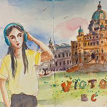 Girl in Victoria， My Watercolor Sketching: Dare to Express Your Ideas course. Pintura em aquarela, e Esboçado projeto de Mia Chen - 03.05.2021