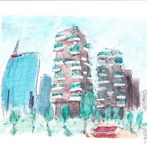 My project in Architectural Sketching with Watercolor and Ink course. Architecture, and Watercolor Painting project by Leo Fury - 05.06.2021