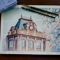 Mi Proyecto del curso: Dibujo arquitectónico con acuarela y tinta. Street Art, and Fine Arts project by monikilla_mariana - 05.07.2021
