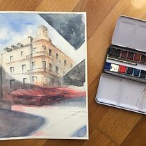 My project in Architectural Sketching with Watercolor and Ink course. Watercolor Painting project by maria_koutsoubou - 05.08.2021