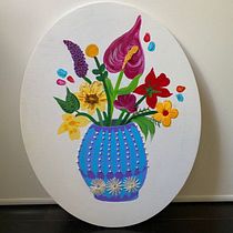 My project in Flower Composition with Acrylic Paint and Embroidery course. Design, Artesanato, Artes plásticas, Pintura, Multimídia, Bordado, e Decoração de interiores projeto de Judy Karkour - 10.05.2021
